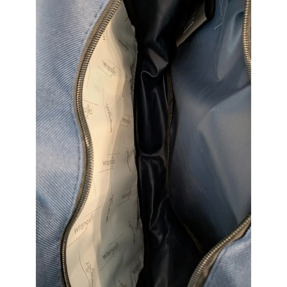 Wrangler Navy Blue Travel Boarding Bag Trolley Sleeve Shoulder Strap 14x10x4